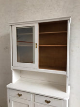 Load image into Gallery viewer, White 1940s Wooden Dresser -sliding glass doors