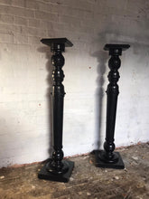 Load image into Gallery viewer, Pair of Ebonised Wooden Pedestals
