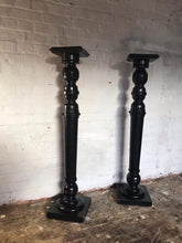 Load image into Gallery viewer, Pair of Ebonised Wooden Pedestals