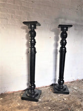 Load image into Gallery viewer, Pair of Ebonised Wooden Pedestals