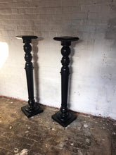 Load image into Gallery viewer, Pair of Ebonised Wooden Pedestals