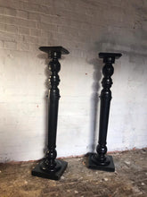 Load image into Gallery viewer, Pair of Ebonised Wooden Pedestals