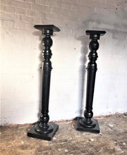 Load image into Gallery viewer, Pair of Ebonised Wooden Pedestals