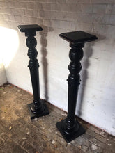 Load image into Gallery viewer, Pair of Ebonised Wooden Pedestals