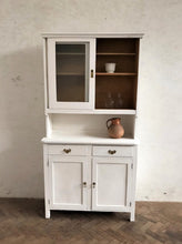 Load image into Gallery viewer, White 1940s Wooden Dresser -sliding glass doors