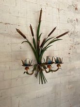 Load image into Gallery viewer, French Toileware Sconces with a bullrush design - rewired.