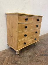 Load image into Gallery viewer, Victorian Pine Chest of Drawers - Black Handles