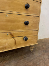 Load image into Gallery viewer, Victorian Pine Chest of Drawers - Black Handles