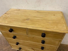 Load image into Gallery viewer, Victorian Pine Chest of Drawers - Black Handles