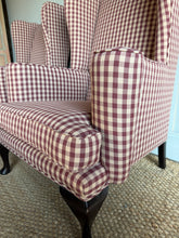 Load image into Gallery viewer, Pair of Gingham Wingback Armchairs
