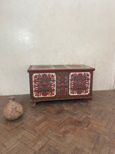 Brown and Green 1956 painted Hungarian Marriage Chest