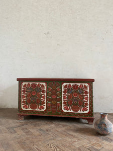 Brown and Green 1956 painted Hungarian Marriage Chest