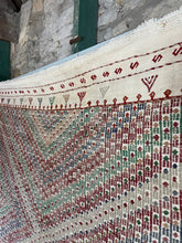 Load image into Gallery viewer, Large Cicim Kilim in muted red, blue, orange and green
