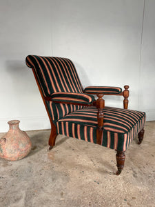 Victorian Open Arm Chair by Gillows reupholstered in Robert Kime