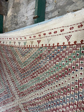 Load image into Gallery viewer, Large Cicim Kilim in muted red, blue, orange and green
