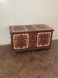 Brown and Green 1956 painted Hungarian Marriage Chest