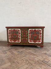 Load image into Gallery viewer, Brown and Green 1956 painted Hungarian Marriage Chest

