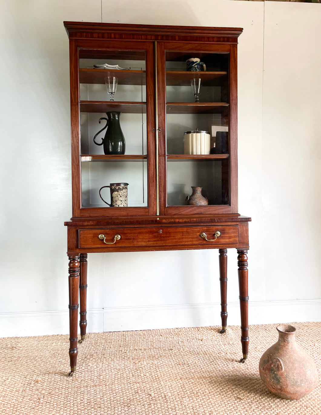 Regency Glazed Cabinet on Turned Legs