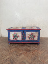 Load image into Gallery viewer, Bright Blue Hungarian Marriage Chest
