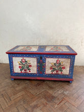 Load image into Gallery viewer, Bright Blue Hungarian Marriage Chest
