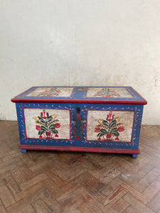 Bright Blue Hungarian Marriage Chest
