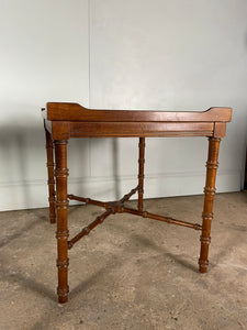 Vintage American Faux Bamboo and Glass Side Tables
