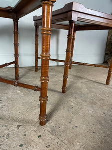 Vintage American Faux Bamboo and Glass Side Tables