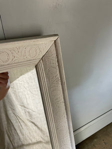 White Wooden Framed Mirror with Floral Engraving