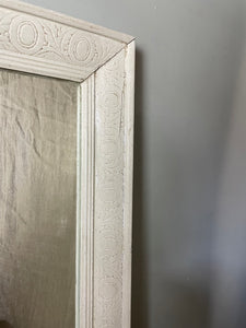 White Wooden Framed Mirror with Floral Engraving