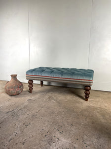 Velvet Button - topped Footstool