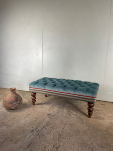 Velvet Button - topped Footstool