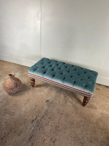 Velvet Button - topped Footstool