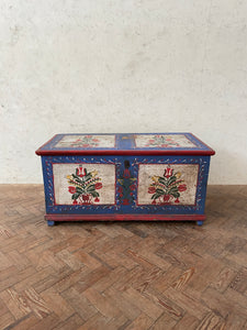 Bright Blue Hungarian Marriage Chest