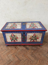 Load image into Gallery viewer, Bright Blue Hungarian Marriage Chest
