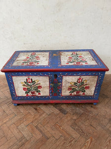 Bright Blue Hungarian Marriage Chest