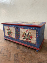 Load image into Gallery viewer, Bright Blue Hungarian Marriage Chest
