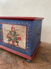 Load image into Gallery viewer, Bright Blue Hungarian Marriage Chest
