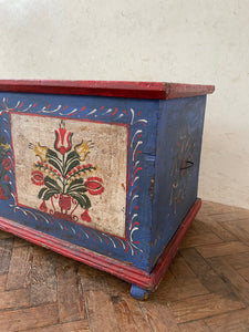 Bright Blue Hungarian Marriage Chest