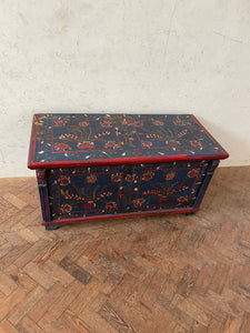 Navy Painted Hungarian Marriage Chest