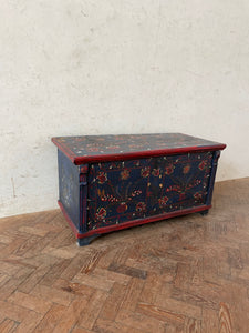 Navy Painted Hungarian Marriage Chest
