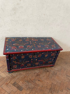 Navy Painted Hungarian Marriage Chest