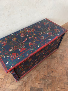 Navy Painted Hungarian Marriage Chest