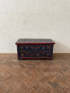 Navy Painted Hungarian Marriage Chest