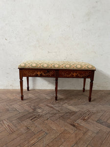 An Edwardian rosewood and inlaid duet stool