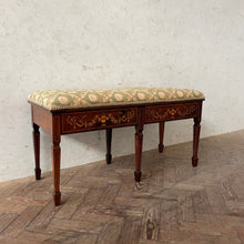 Load image into Gallery viewer, An Edwardian rosewood and inlaid duet stool

