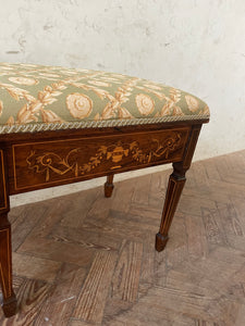 An Edwardian rosewood and inlaid duet stool