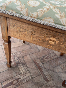 An Edwardian rosewood and inlaid duet stool