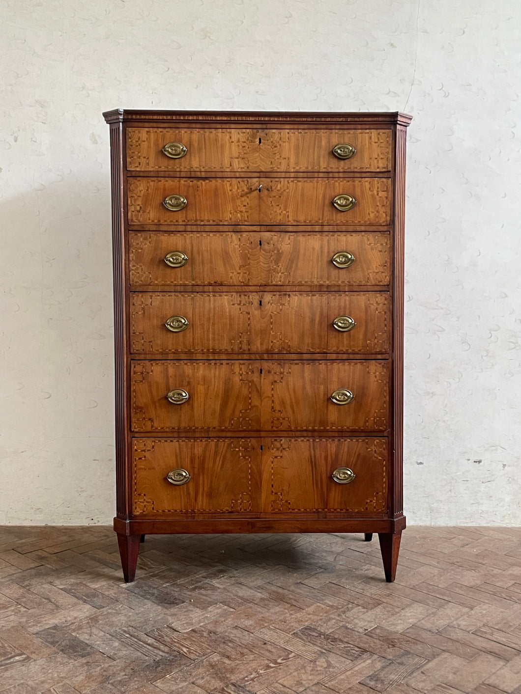 19th Century Dutch Walnut Tallboy Chest of Drawers