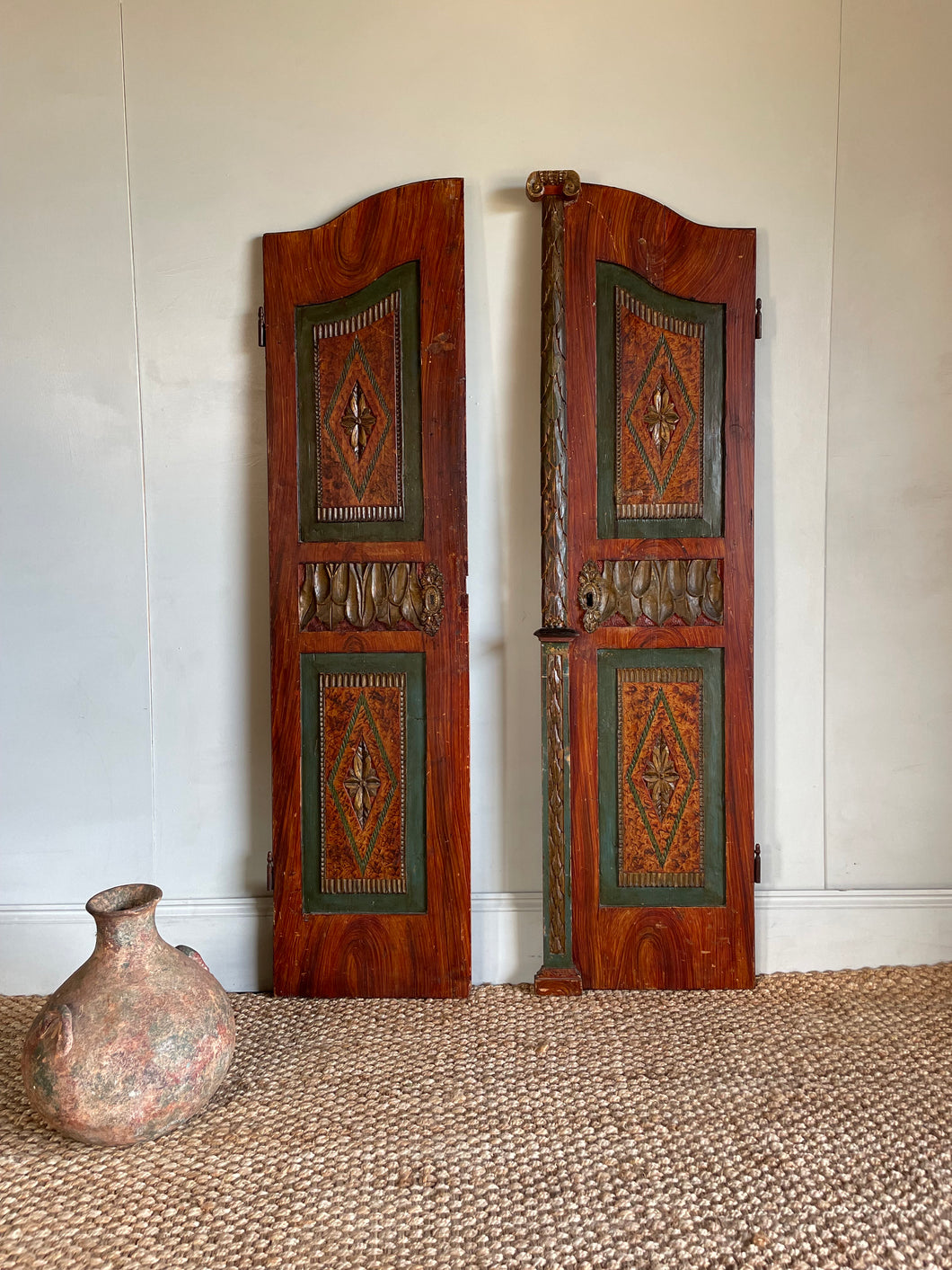 19th C Southern German Marriage Chest Door Panels