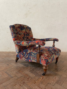 Victorian Open Arm Chair - newly reupholstered